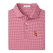 USC Trojans Men's Cardinal SC Interlock Border Print Performance Jersey Polo